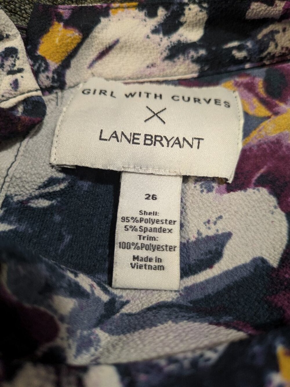 Lane Bryant Curves Long Sleeved Blouse Plus Blue/Purple/White/Yellow (US 26) - Picture 4 of 9
